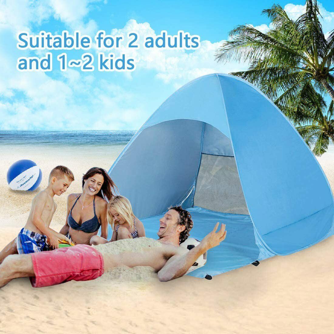 Beach Tent For 1-3 Person Rated UPF For UV Sun Protection Waterproof