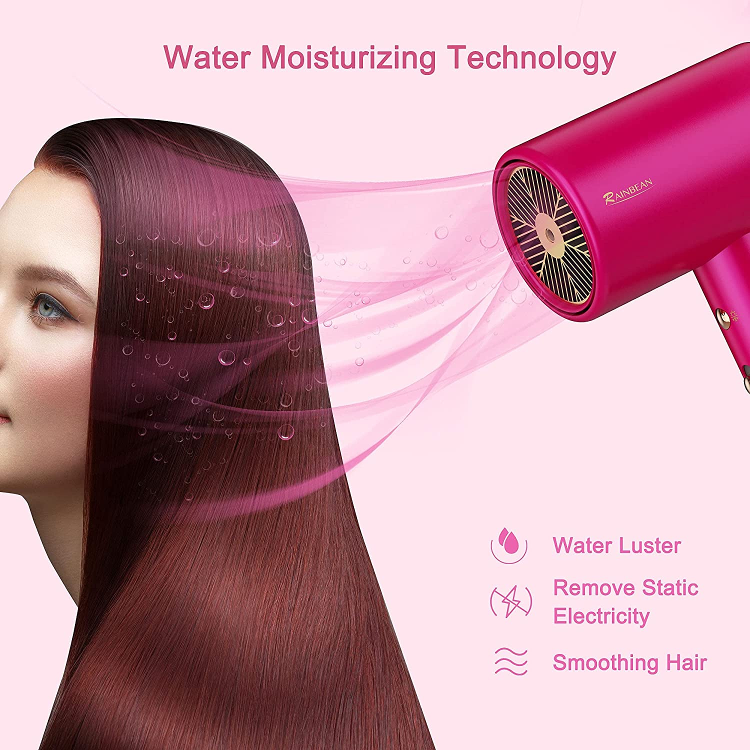 3 Heat Settings Powerful Low Noise Fast Drying Travel Hair Dryer